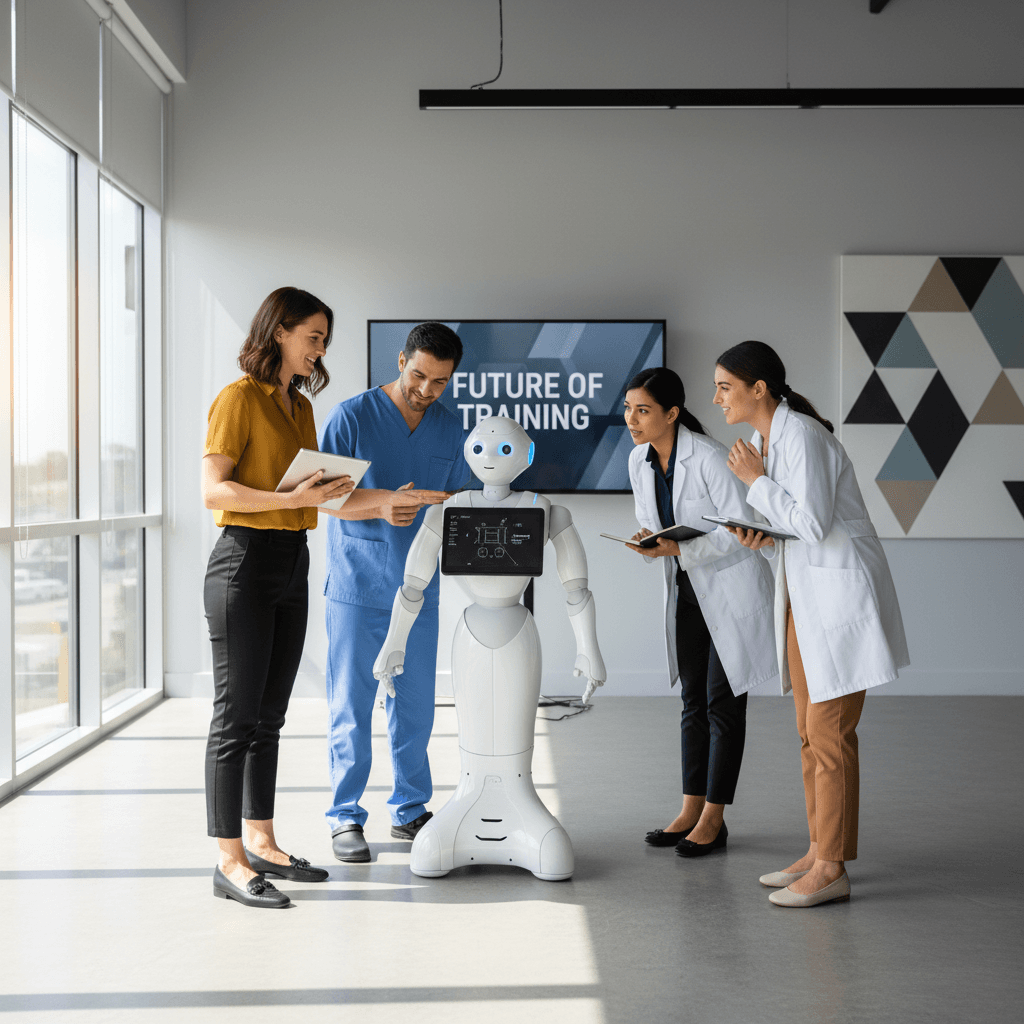 Staff training session on robot operation